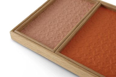 Orange/Salmon/Brown Stackable Leather Tray