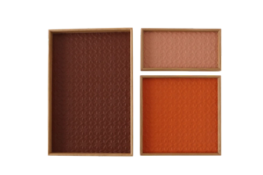 Orange/Salmon/Brown Stackable Leather Tray