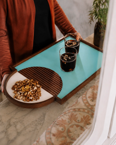 Blue Geometrik Circle Tray