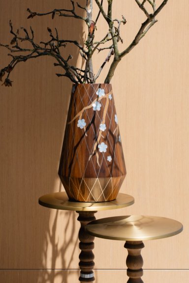 Ochaya Walnut Angular Vase