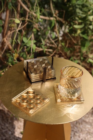 Clear Coasters Brass