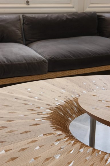 Oak Carved Coffee Bean Low Table
