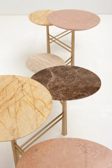 Marble Pebble Low Table Brass