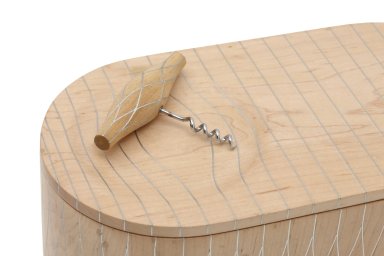 Oak Ice Bucket with Corkscrew