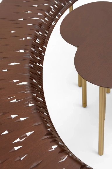 Walnut Carved Coffee Bean Low Table
