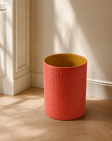 Pink & Yellow Leather Bin