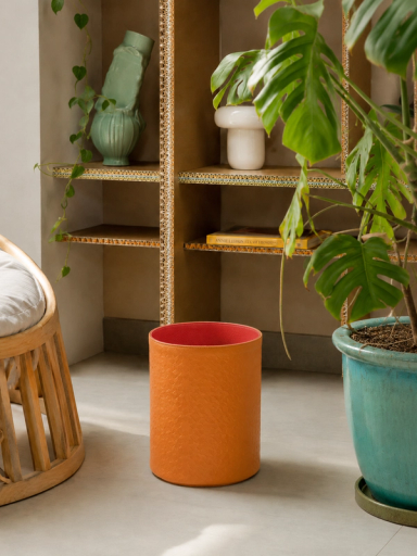 Pink & Orange Leather Bin