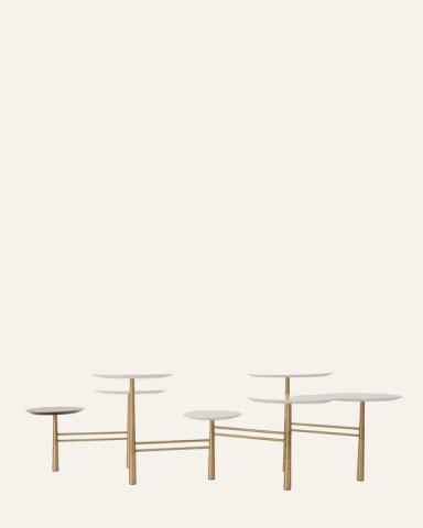 White Pebble Low Table Brass
