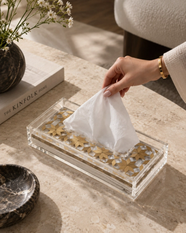Clear Tissue Holder Brass
