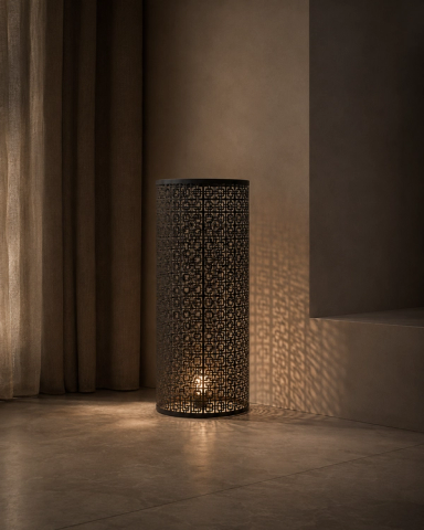 Dark Grey Arabesque Floor Lamp