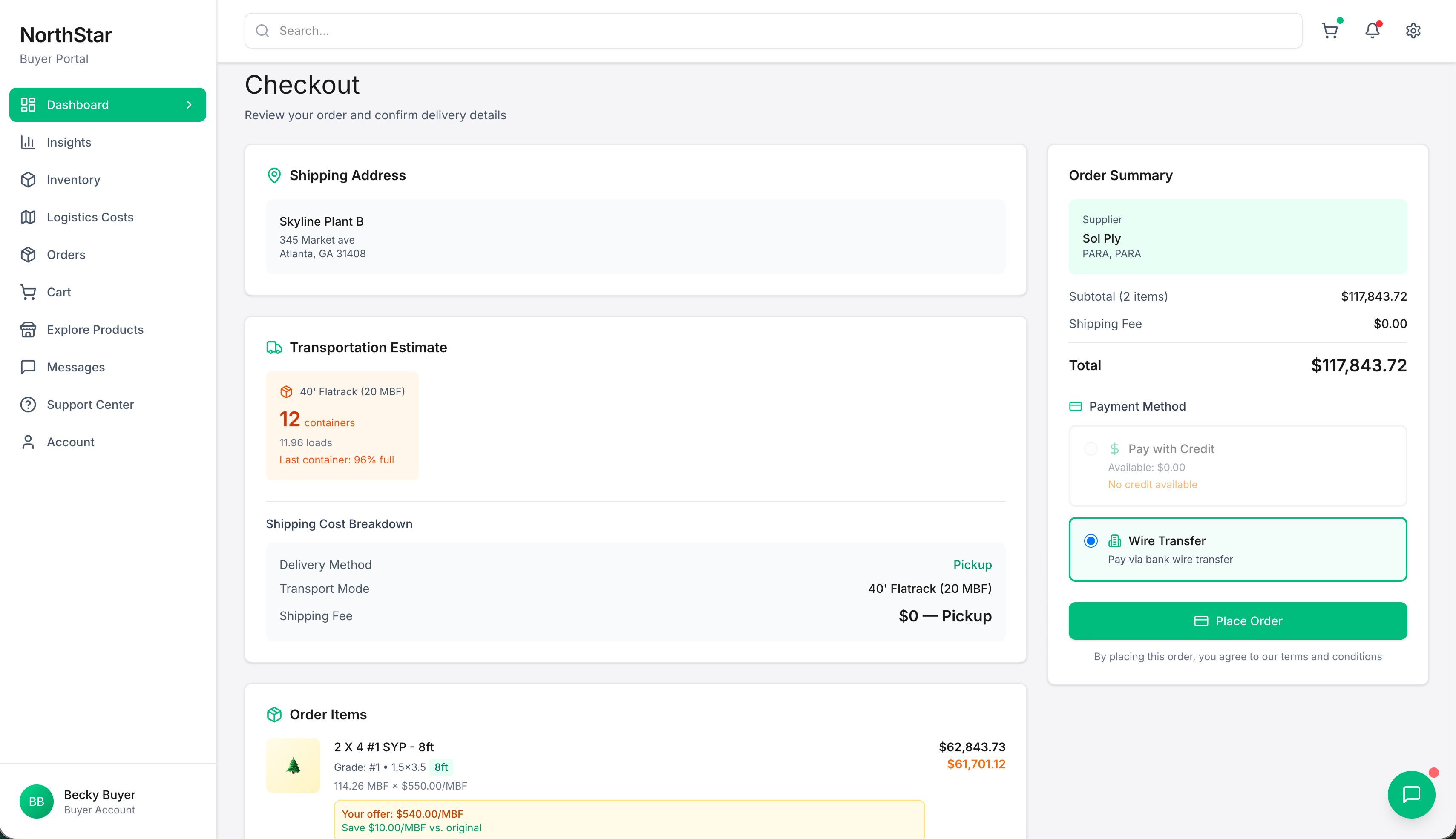 Order review and confirmation in the GoFari platform