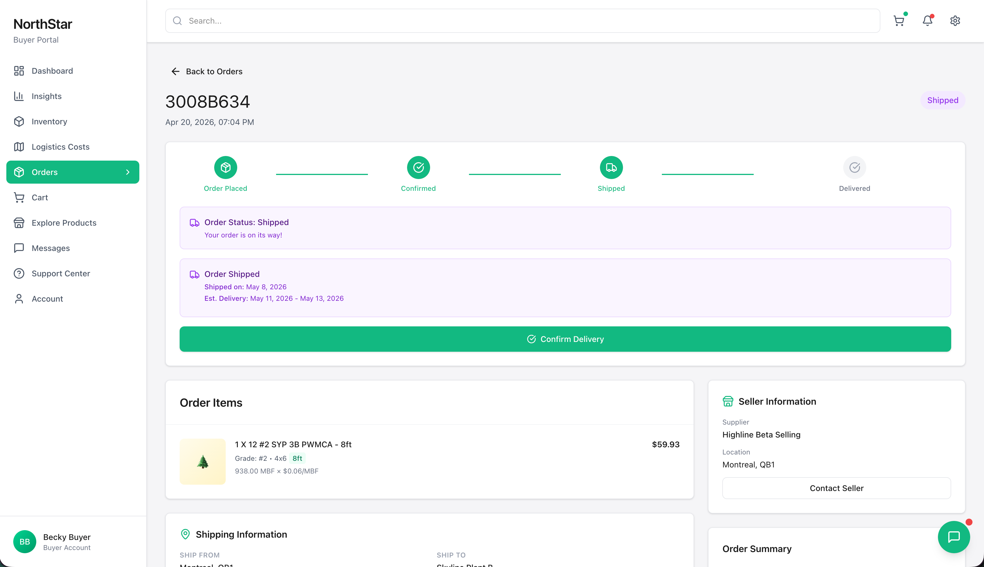 Shipment tracking in the GoFari platform