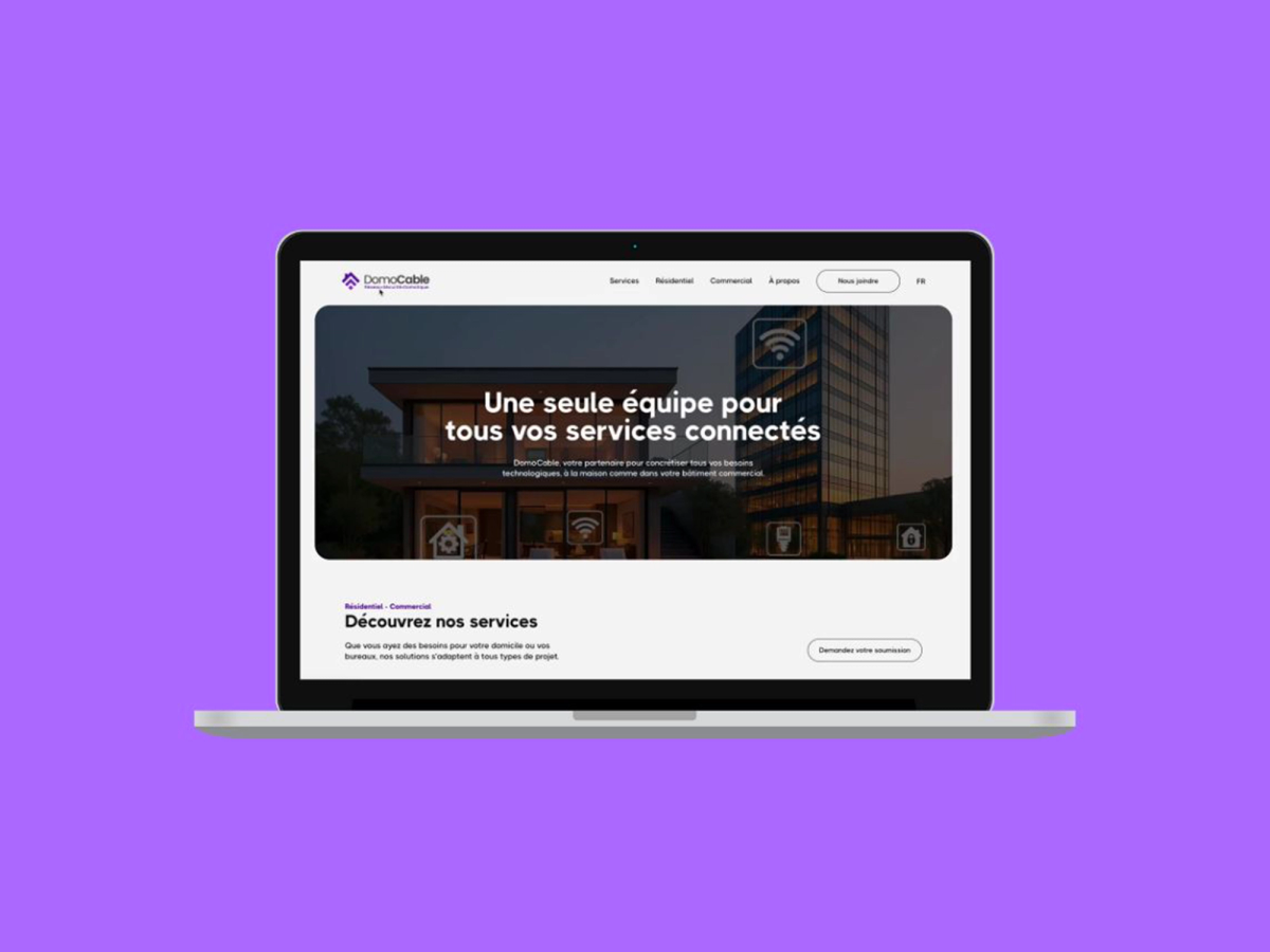 Page d’accueil du site de Domocable. Design web.