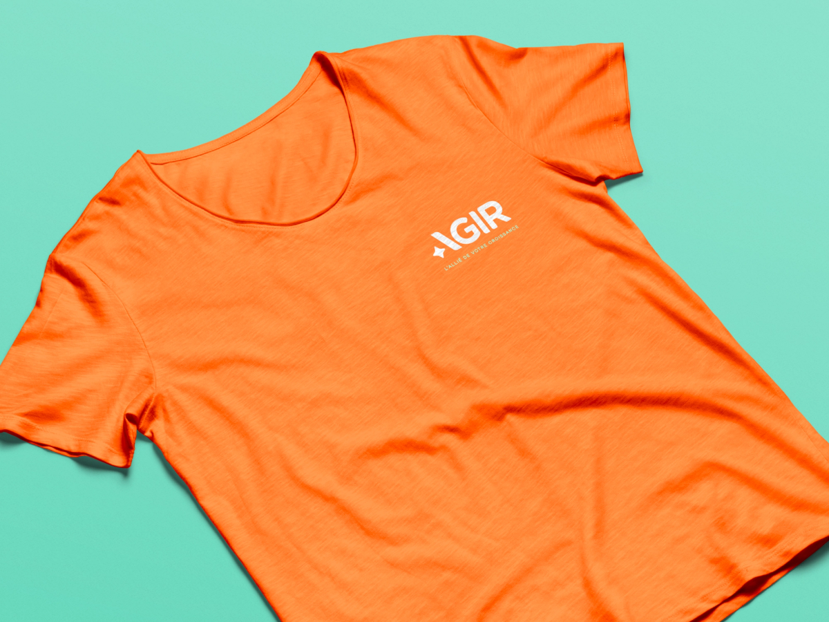 Vêtements promotionnels pour l'Agence Agir, graphisme.
