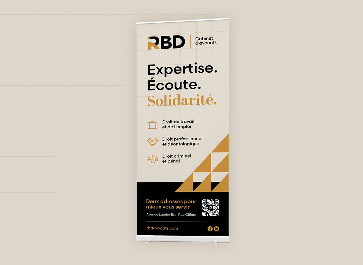 Design de bannière rétractable pour RBD Avocats. Graphisme.