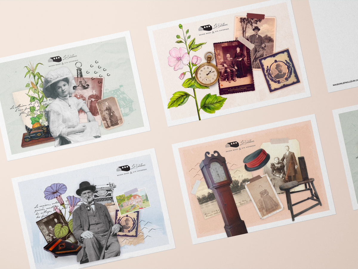 Cartes postales aux couleurs de la Maison LePailleur à Châteauguay.