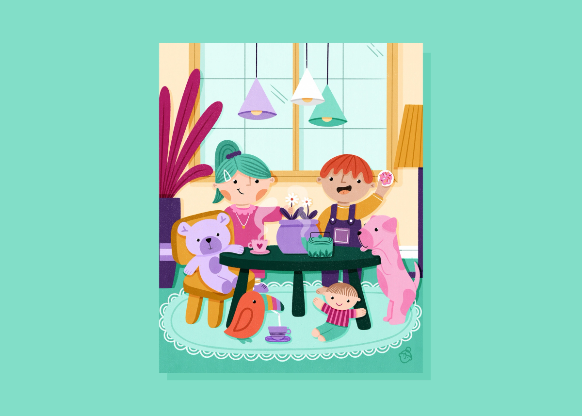 Illustration «Poupée, thé et Pépé» de Petit Strudel.