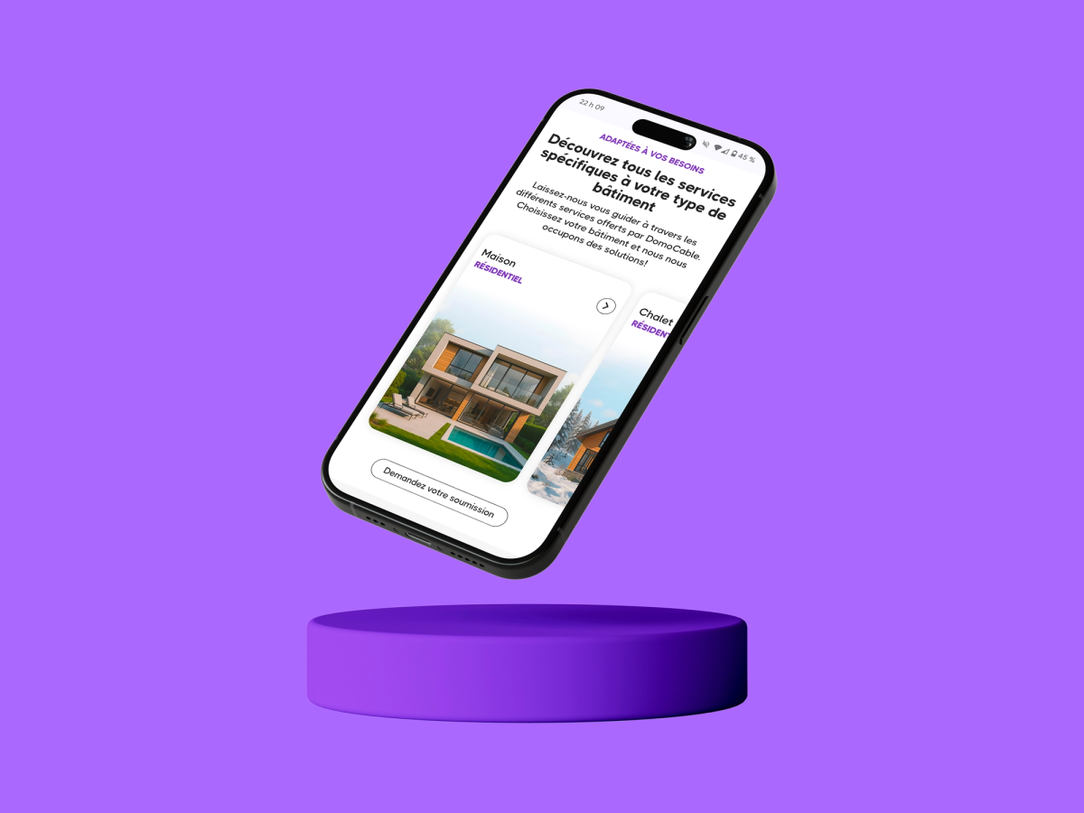 Site de Domocable version mobile. Design web.