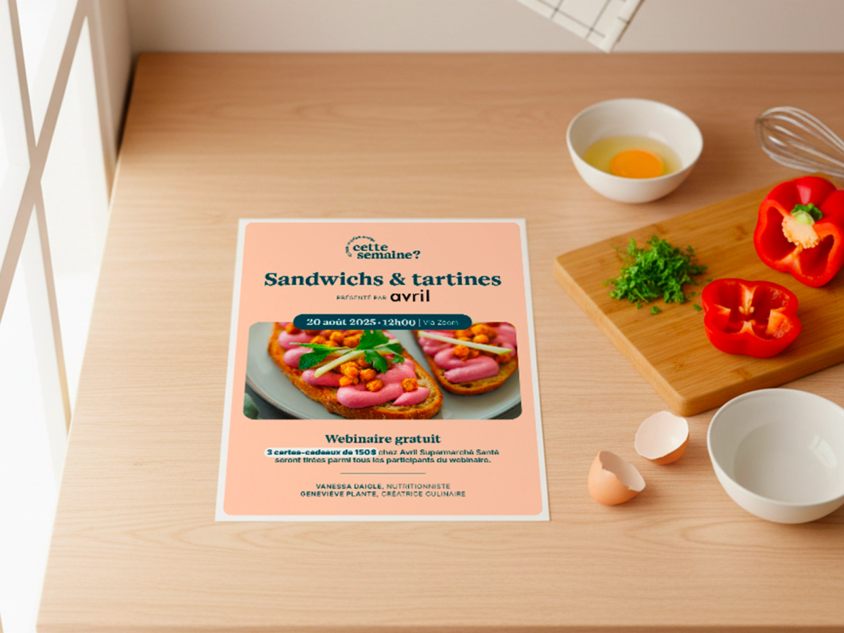 Publication de webinaire pour Qu'est-ce qu'on mange cette semaine. Par Petit Strudel.