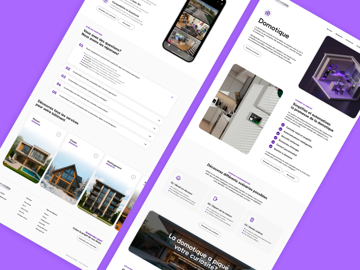 Section de services du site de Domocable, icônes personnalisées.