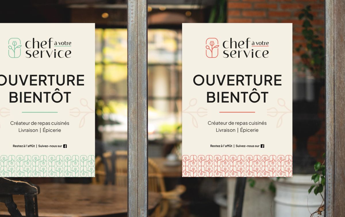 Affichage pour Chef à votre service. Graphisme.