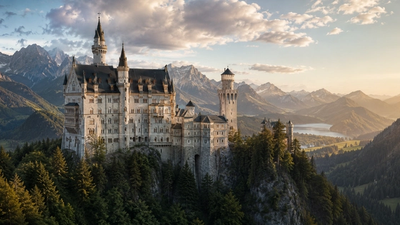 Ein Portaitfoto des berühmten Schloss Neuschwanstein.