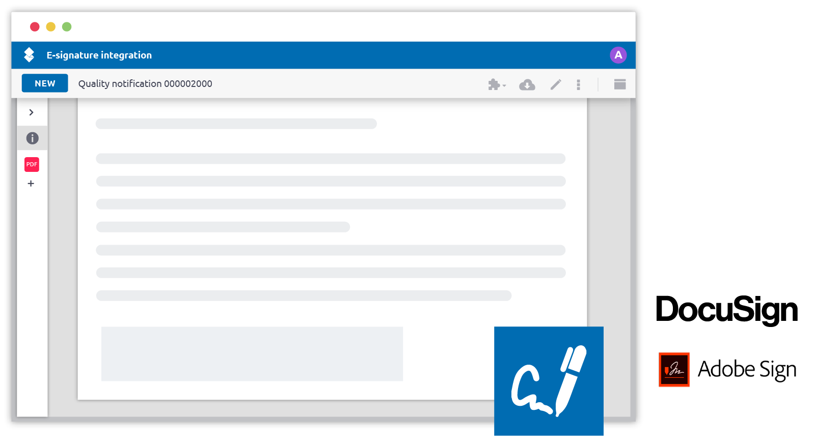 E-signature integration