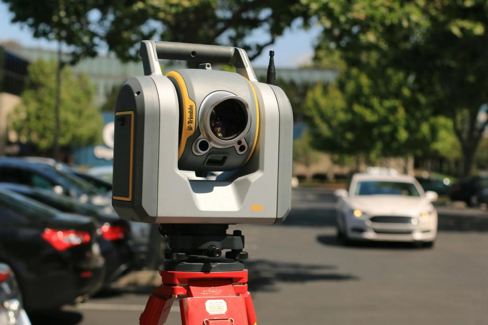 Close-up of a survey instrument