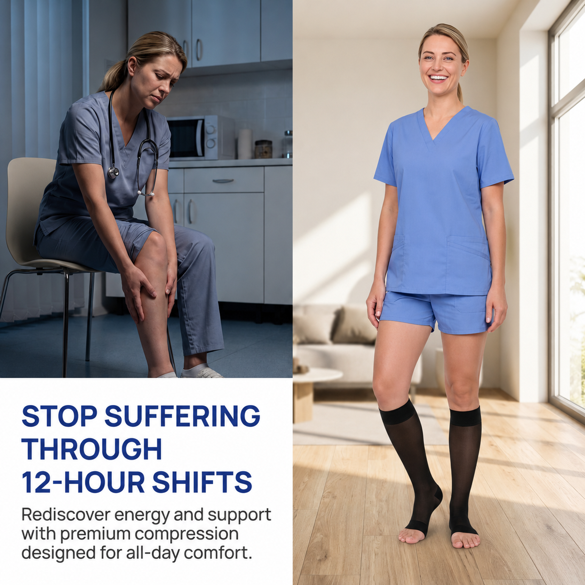 Sheer Medical-Knee-high Open Toe Compression Stockings  20-30mmHg for Varicose Veins thumbnail 2