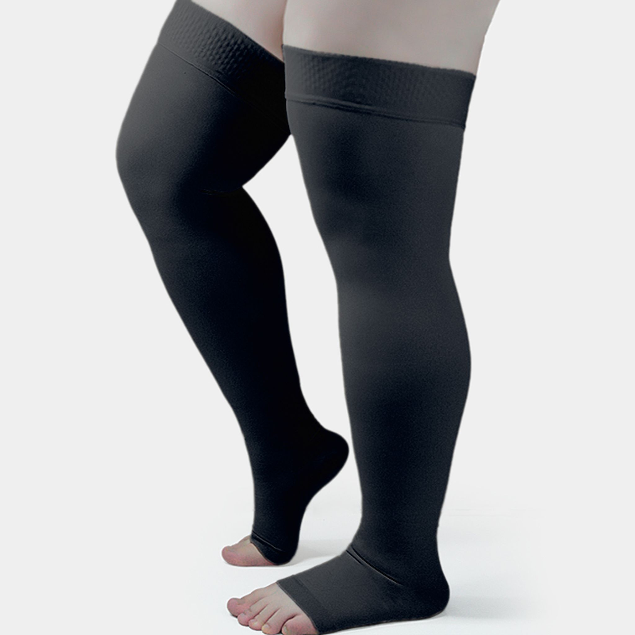 Thigh High Open Toe Compression Stockings 20-30mmHg for Varicose Veins thumbnail 4