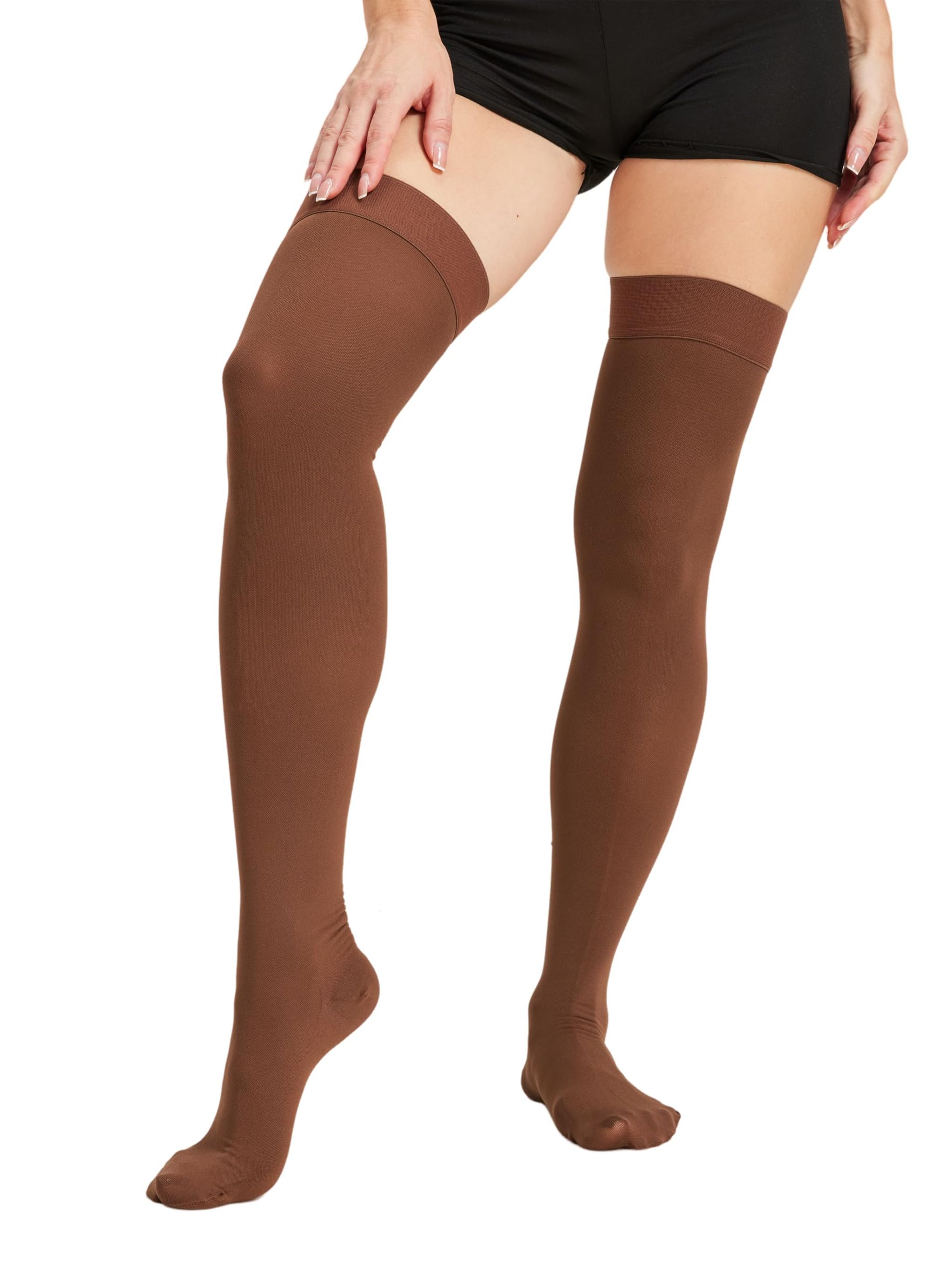 Medias de compresión médicas para mujer 20-30mmHg, pantimedias para varices hasta la rodilla, con banda de silicona antideslizante y compresión graduada miniatura 34
