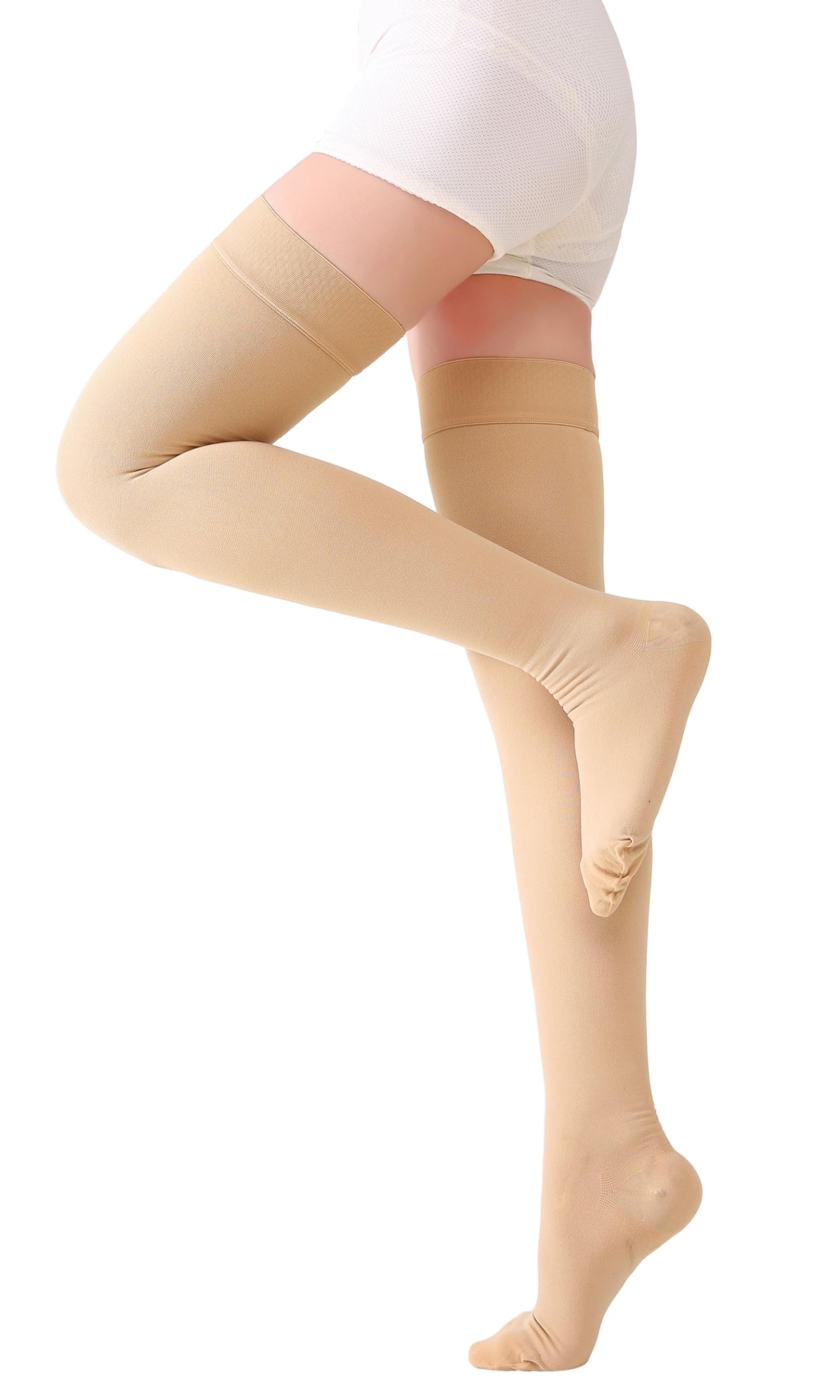 Medias de compresión médicas para mujer 20-30mmHg, pantimedias para varices hasta la rodilla, con banda de silicona antideslizante y compresión graduada miniatura 13