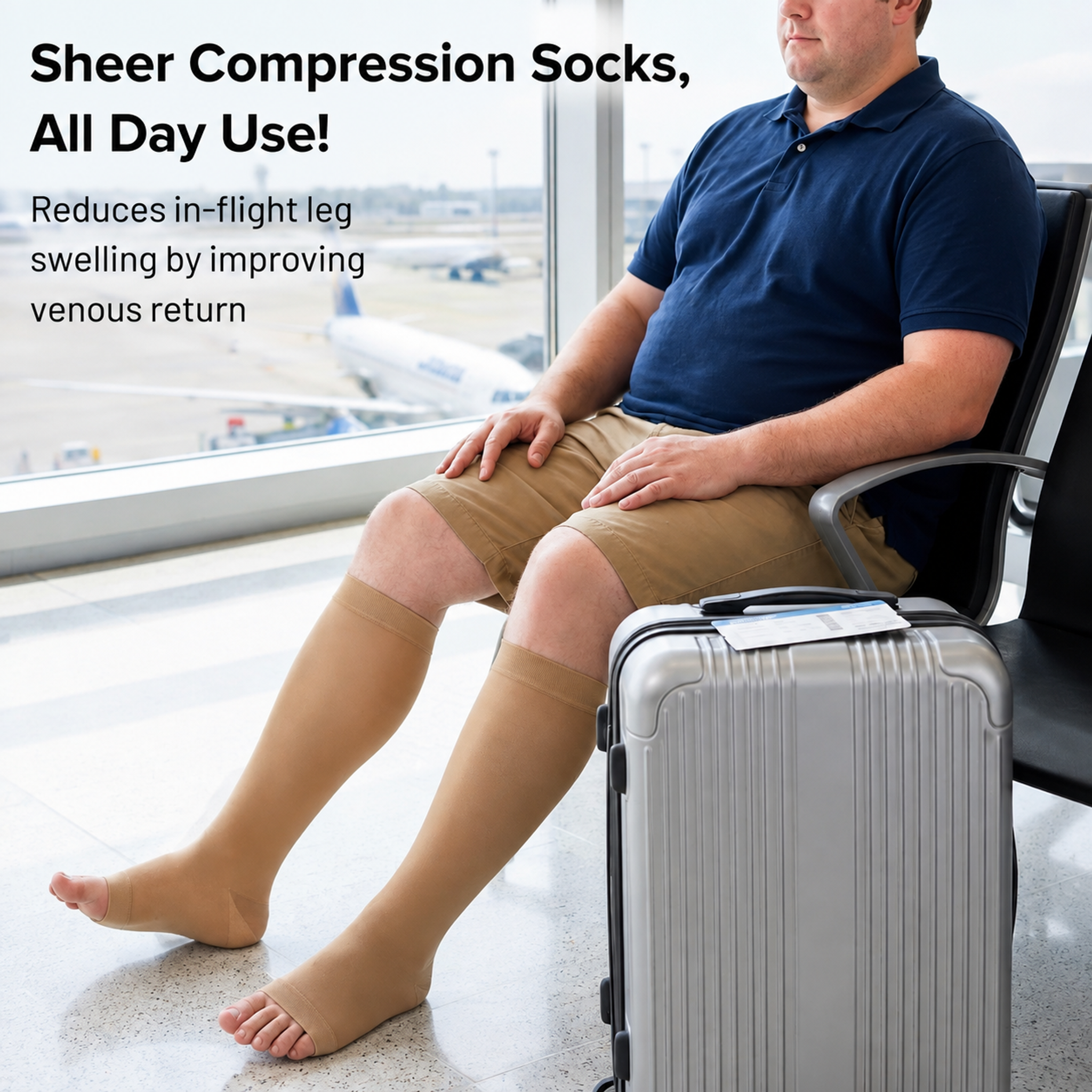 Sheer Medical-Knee-high Open Toe Compression Stockings  20-30mmHg for Varicose Veins thumbnail 10