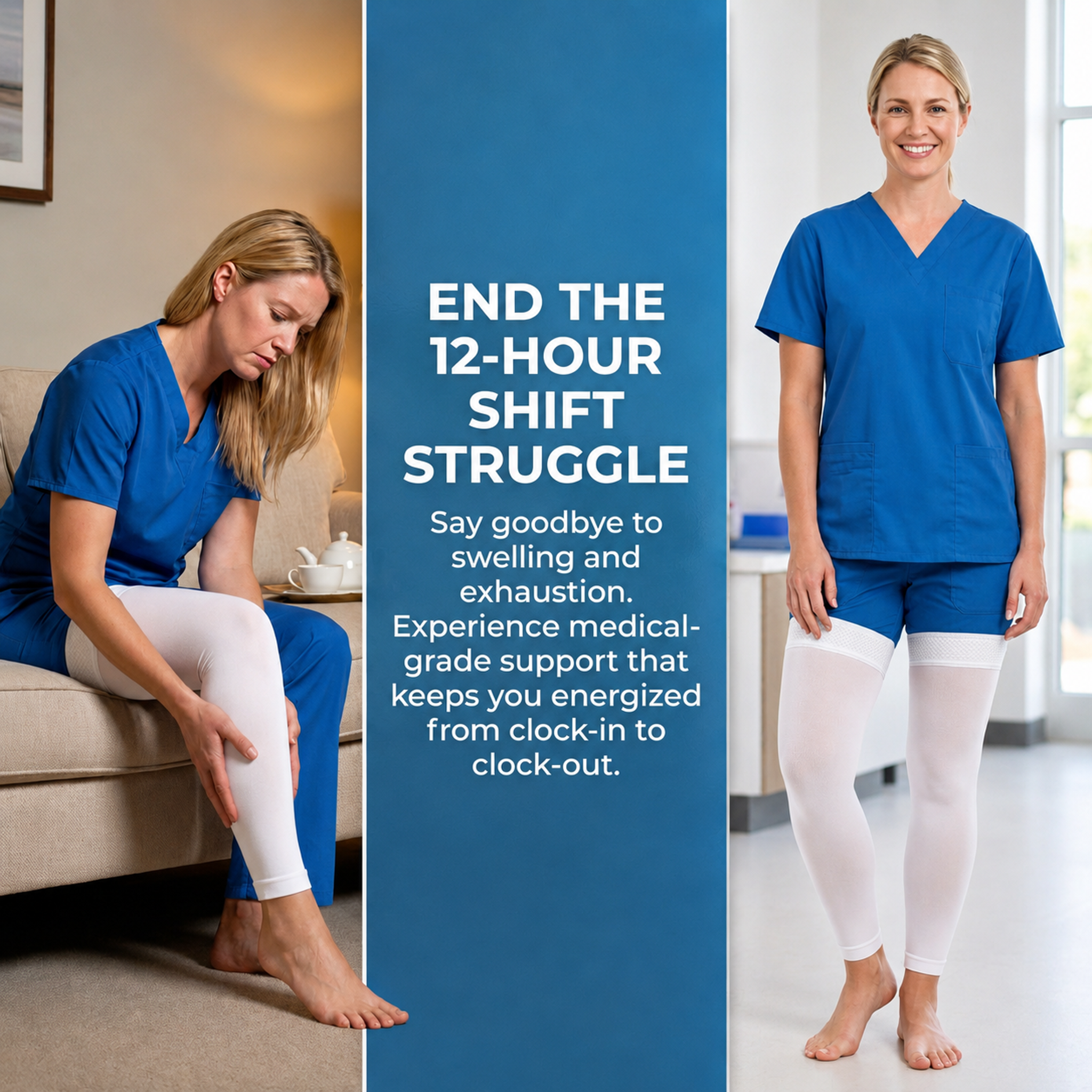 Thigh High Open Toe Compression Stockings 20-30mmHg for Varicose Veins thumbnail 5