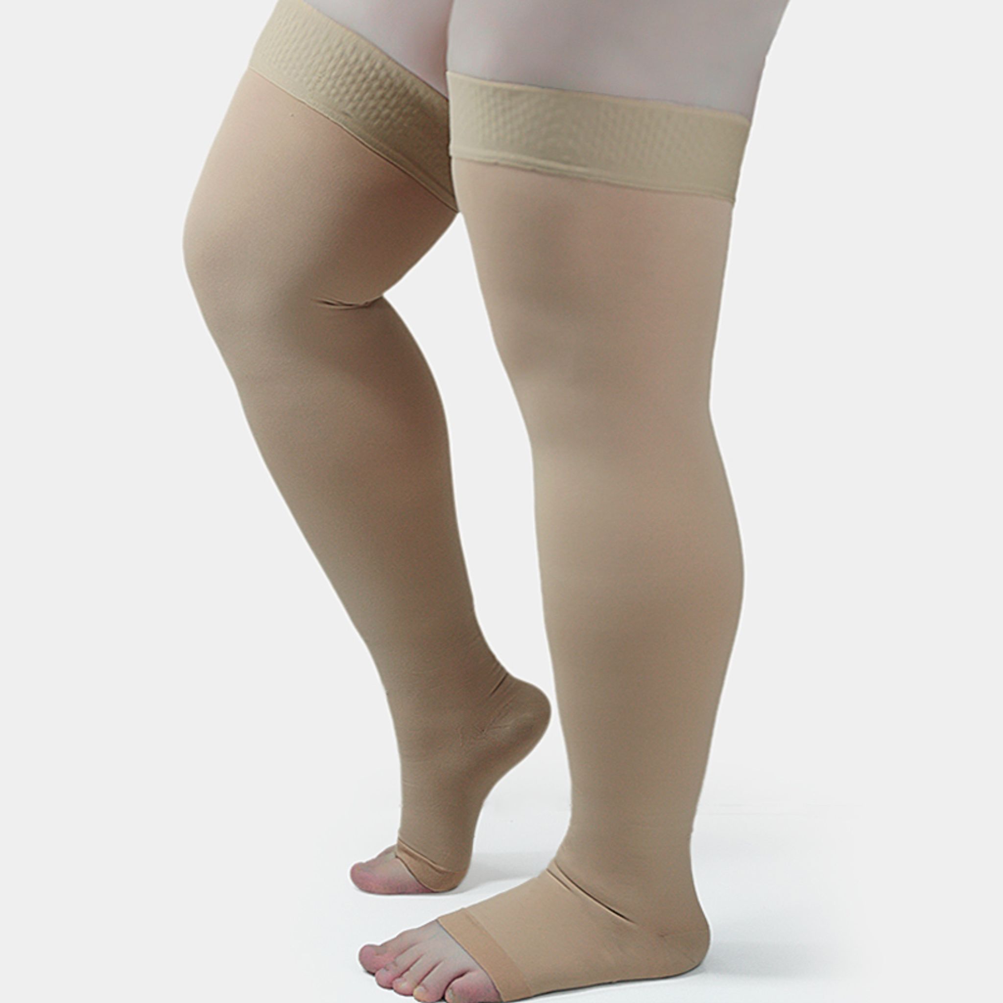 Thigh High Open Toe Compression Stockings 20-30mmHg for Varicose Veins thumbnail 3