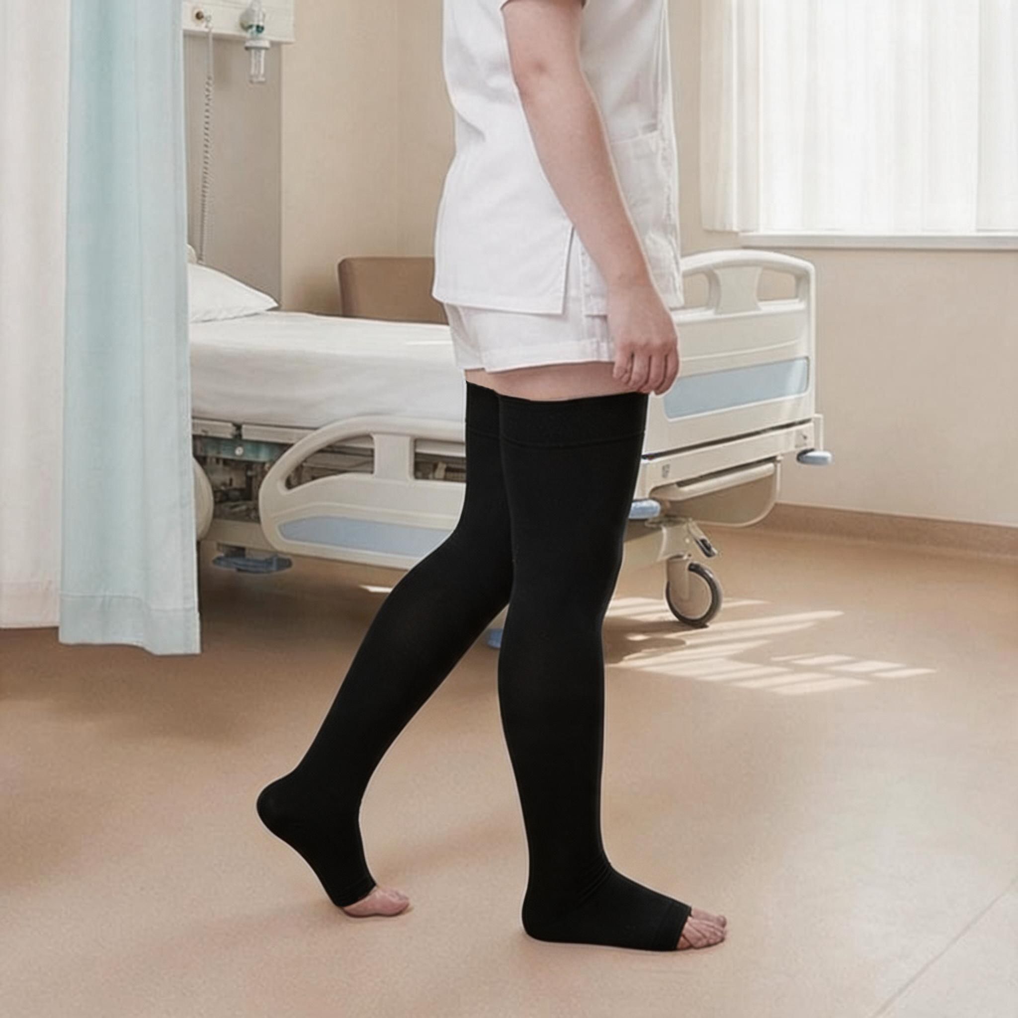 Thigh High Open Toe Compression Stockings 20-30mmHg for Varicose Veins thumbnail 14