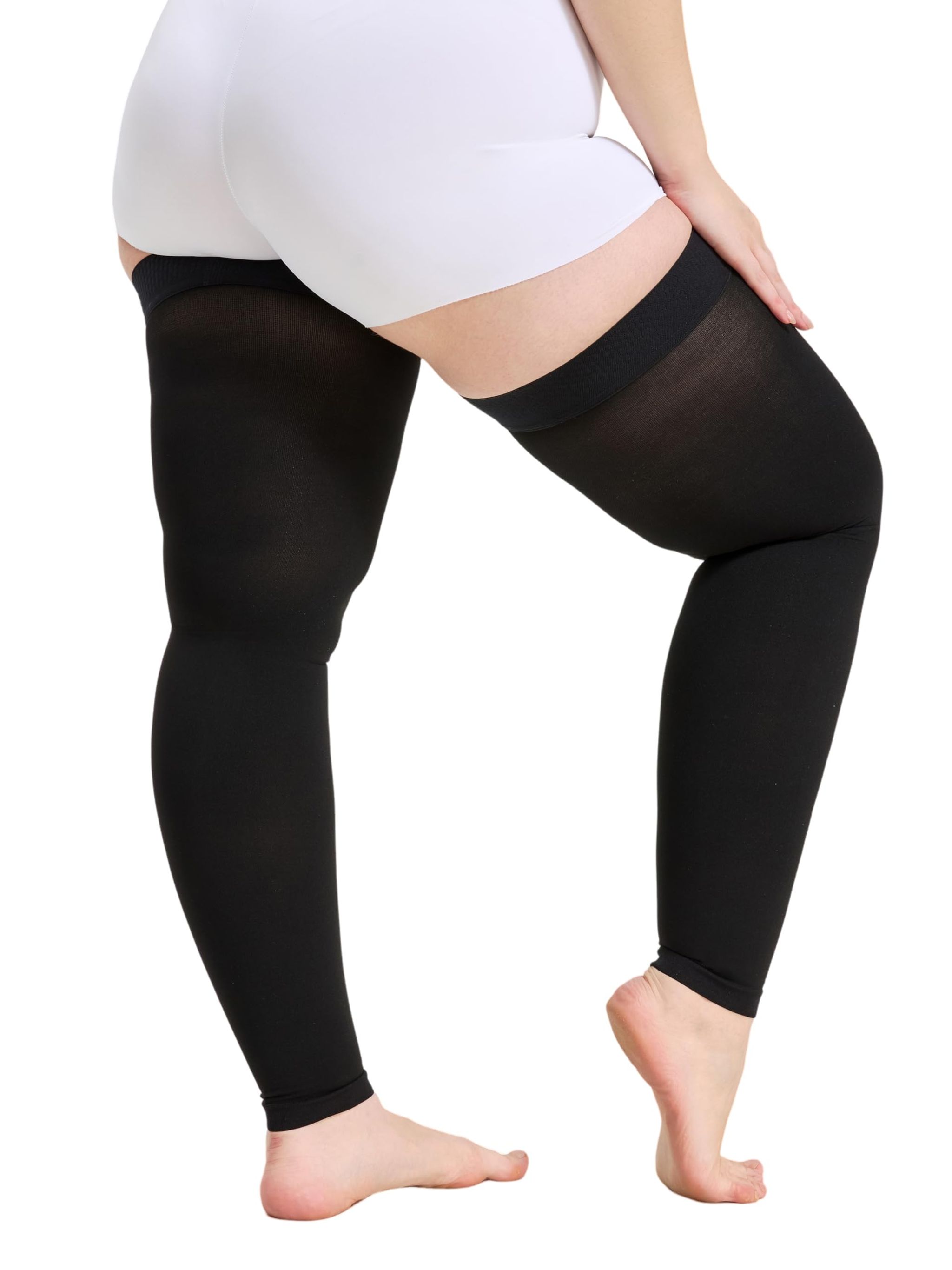 Thigh High Open Toe Compression Stockings 20-30mmHg for Varicose Veins thumbnail 16