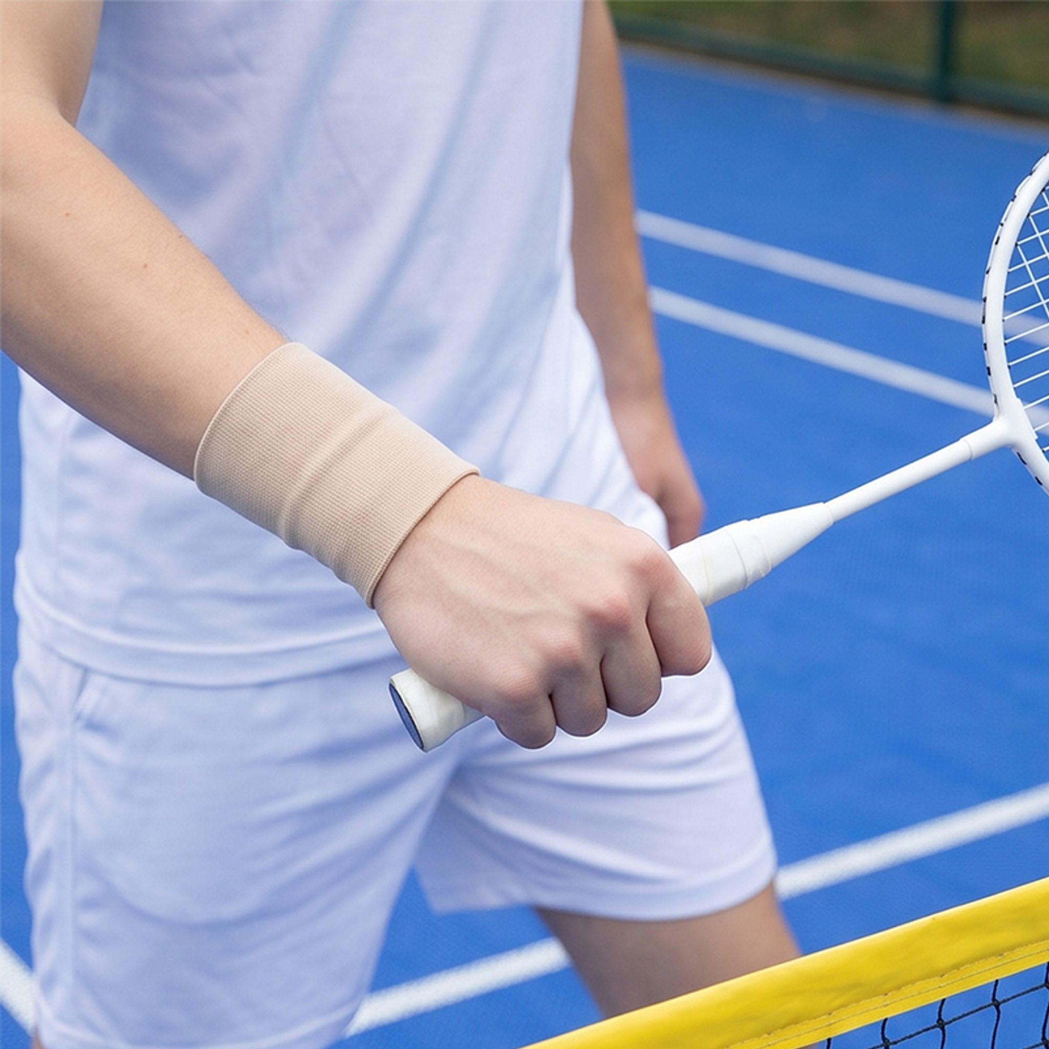 Manguito de compresión para la muñeca, vendas y soportes elásticos de compresión con bandas absorbedoras de sudor para deportistas hombres y mujeres, jugadores de tenis miniatura 13