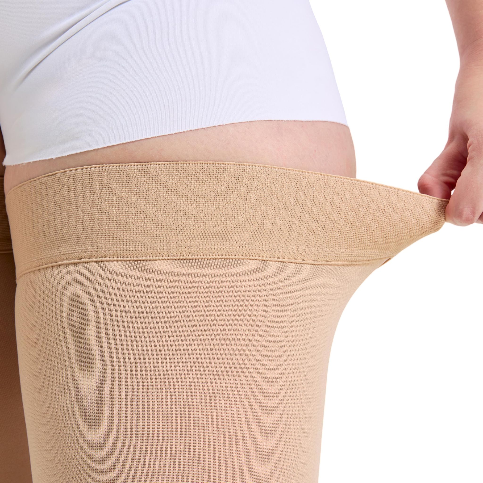 20-30 mmHg Compression Stockings for Men and Women, Thigh High Length, Dot-Top, Open Toe thumbnail 2