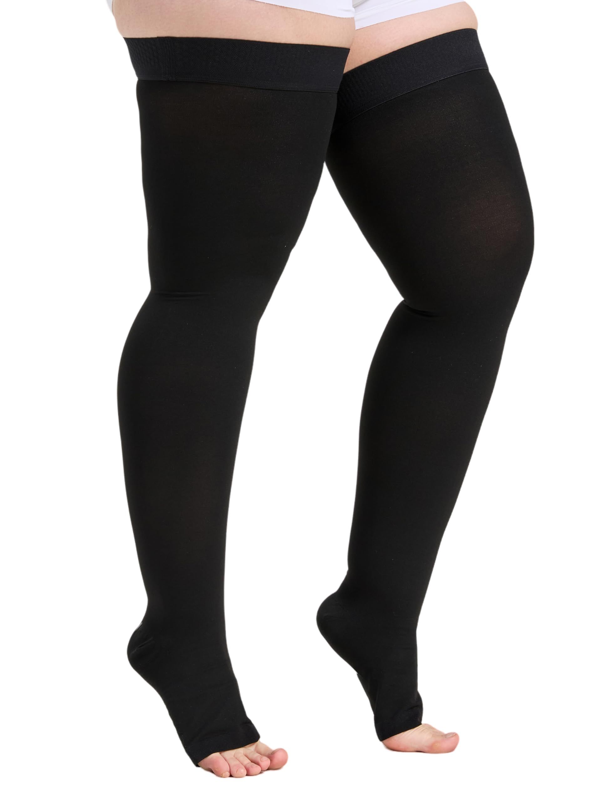 20-30 mmHg Compression Stockings for Men and Women, Thigh High Length, Dot-Top, Open Toe detail 7