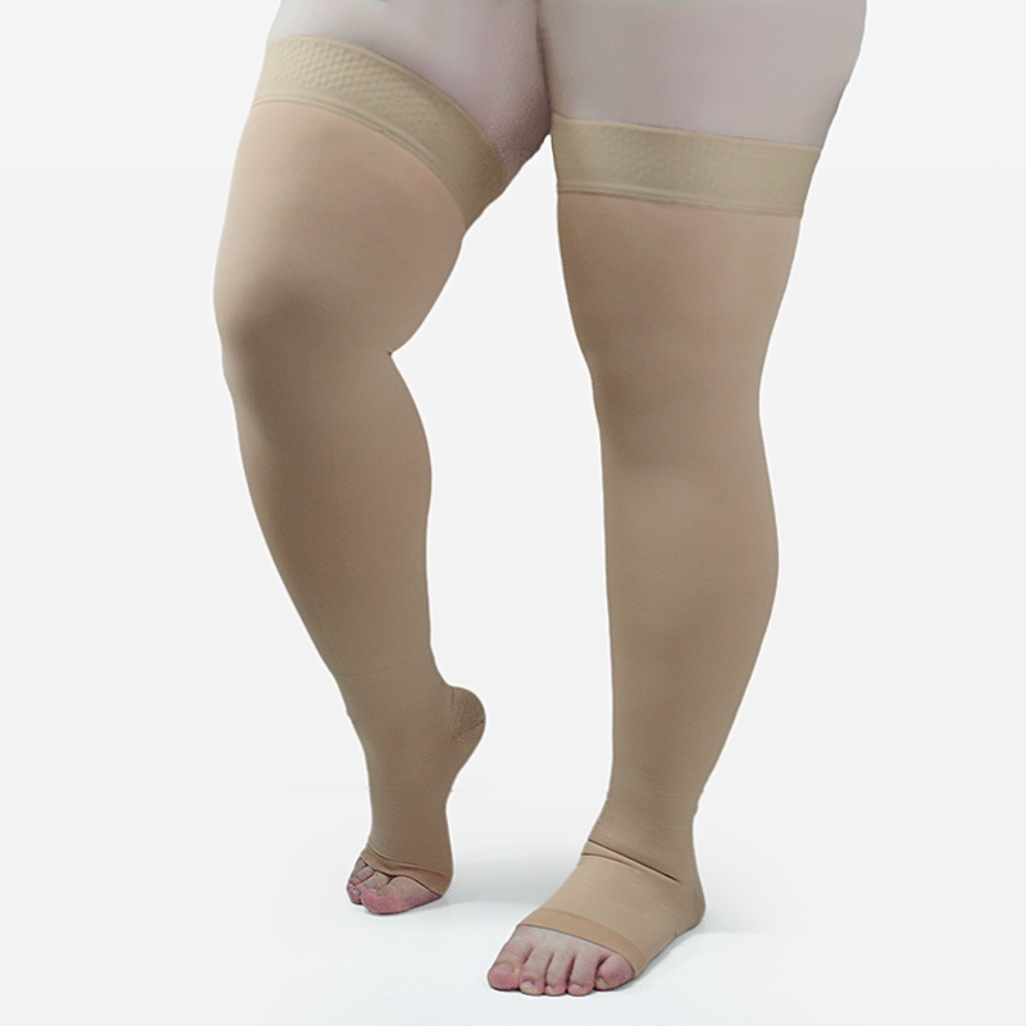 Thigh High Open Toe Compression Stockings 20-30mmHg for Varicose Veins thumbnail 5