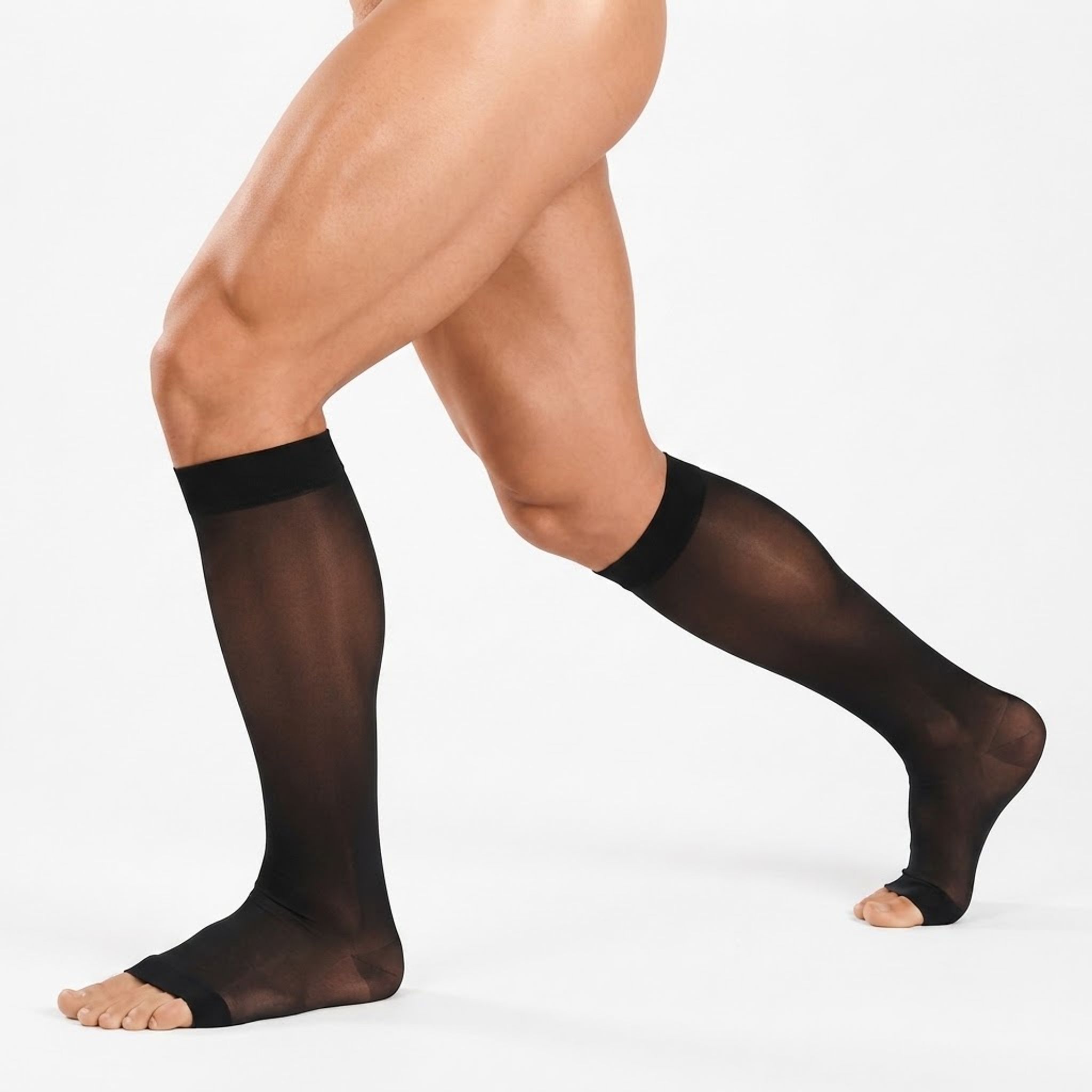 Sheer Medical-Knee-high Open Toe Compression Stockings  20-30mmHg for Varicose Veins thumbnail 7