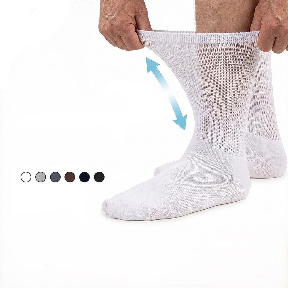 Wholesale Patient Bamboo Anti slip Ultra Soft Loose Seamless Hospital Ankle White Diabetic Socks