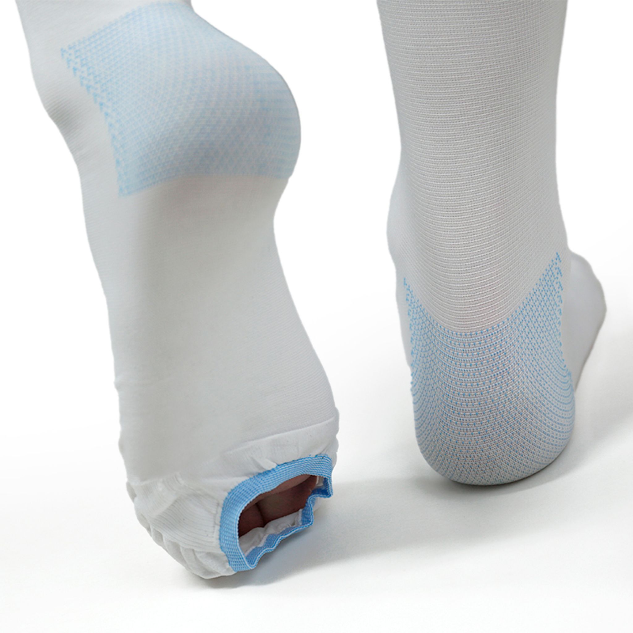 Foreign Trade Hot Sale Anti-Blood Clot Gradient Pressure Thigh High White Stockings Mid-Calf Elastic Socks Knitted Nylon thumbnail 3