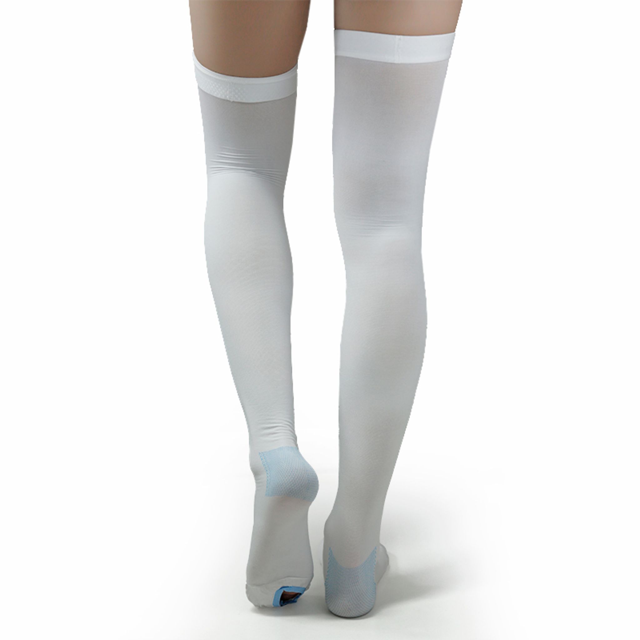 Foreign Trade Hot Sale Anti-Blood Clot Gradient Pressure Thigh High White Stockings Mid-Calf Elastic Socks Knitted Nylon thumbnail 2