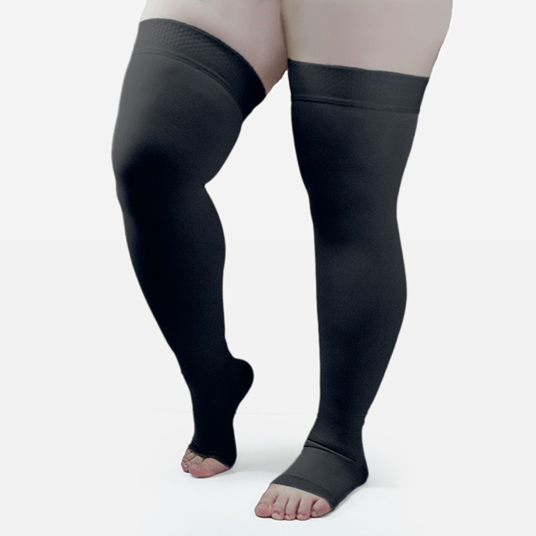 Thigh High Open Toe Compression Stockings 20-30mmHg for Varicose Veins thumbnail 6