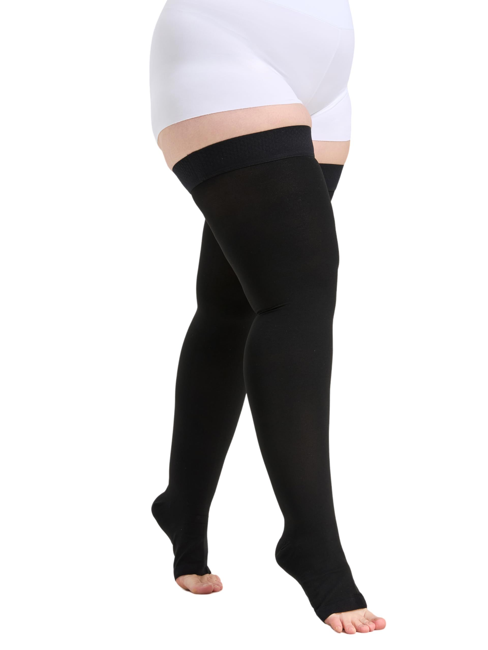 20-30 mmHg Compression Stockings for Men and Women, Thigh High Length, Dot-Top, Open Toe detail 9