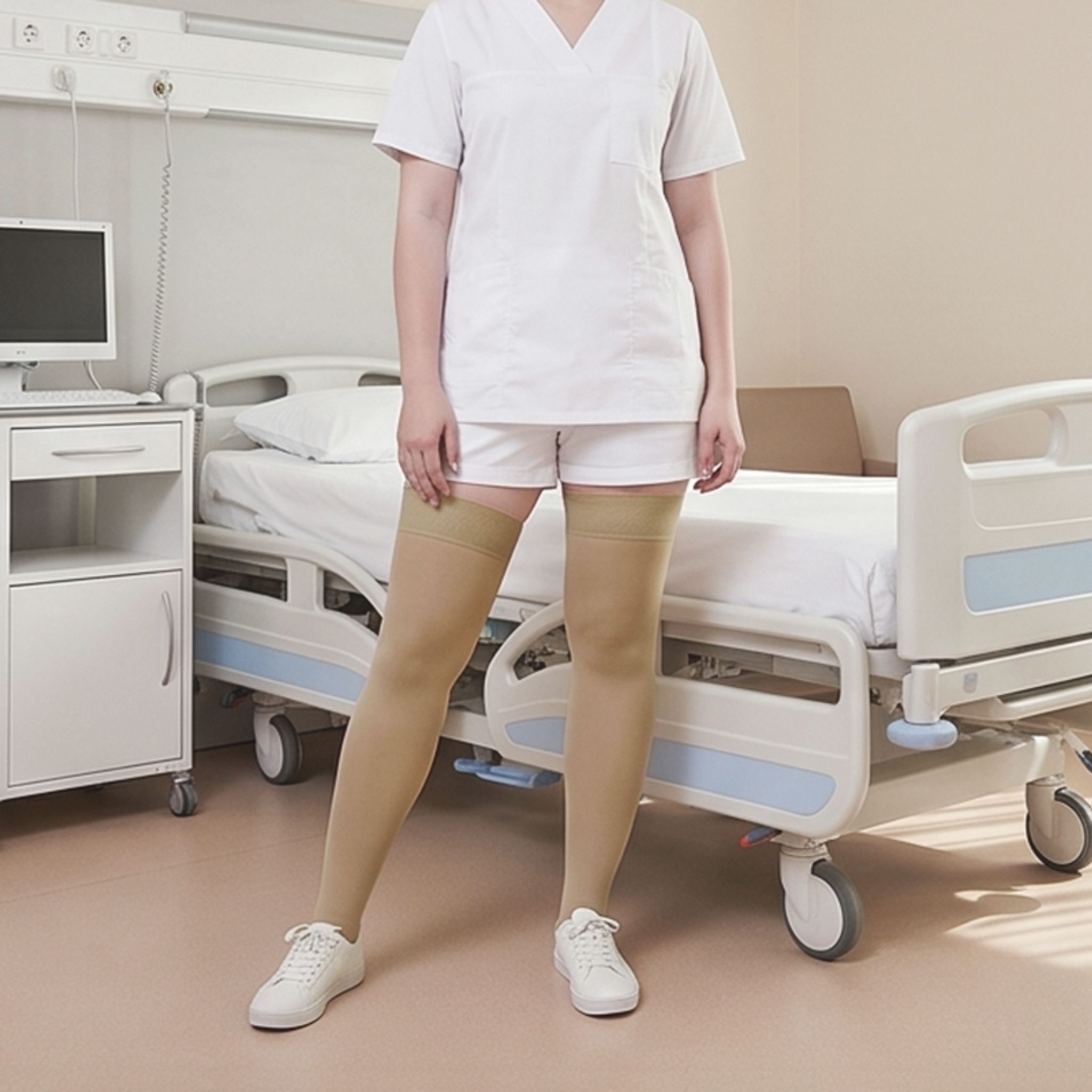 Thigh High Open Toe Compression Stockings 20-30mmHg for Varicose Veins thumbnail 15