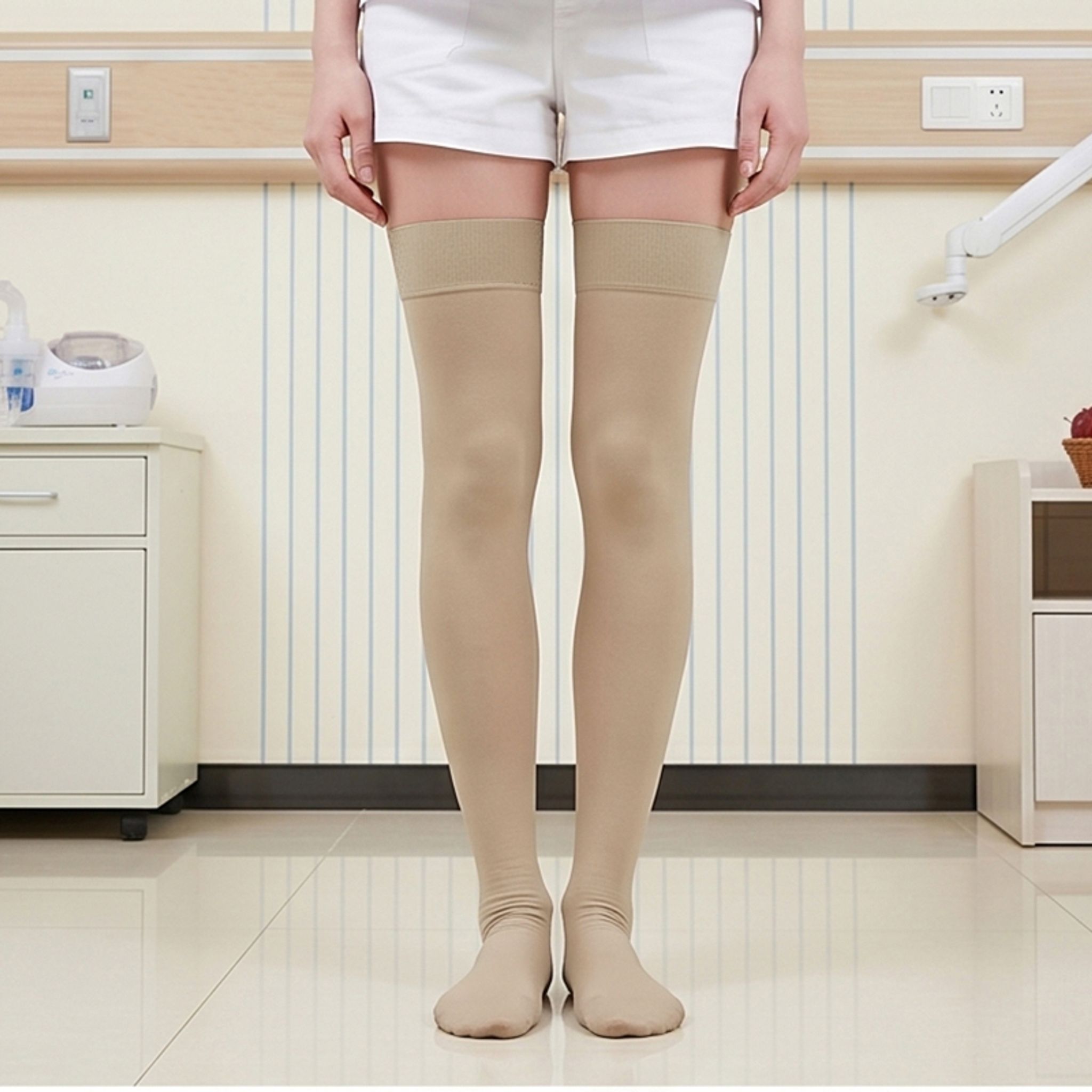 Medias de compresión médicas para mujer 20-30mmHg, pantimedias para varices hasta la rodilla, con banda de silicona antideslizante y compresión graduada miniatura 9