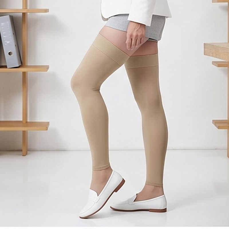 Thigh High Footless Varicose Veins Compression Stockings
